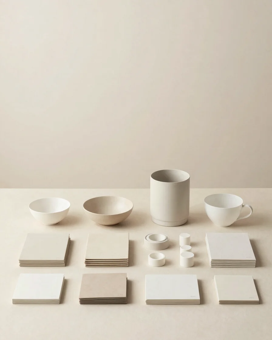 Clean editorial product photography of a neatly arranged set of n